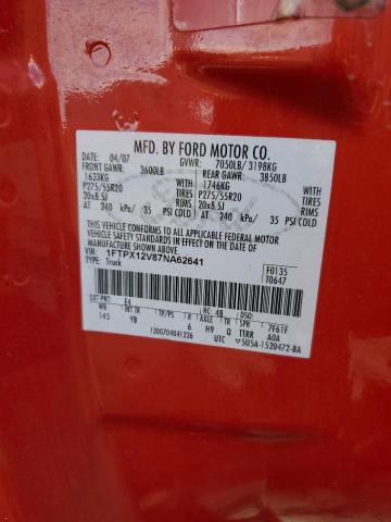 2007 Ford F150 VIN: 1FTPX12V87NA62641 Lot: 59825324