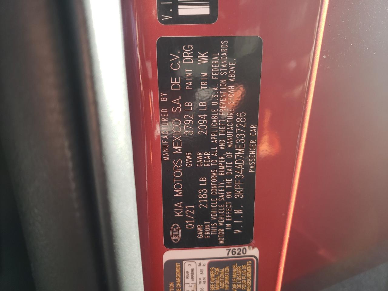 3KPF34AD7ME337286 2021 Kia Forte Gt Line