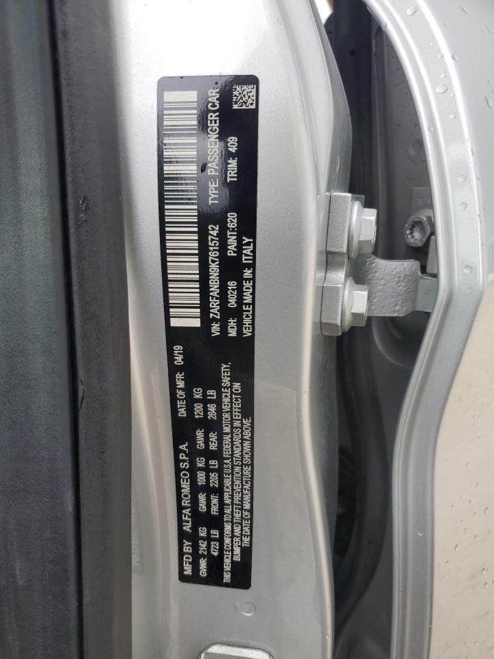 ZARFANBN9K7615742 2019 Alfa Romeo Giulia Ti