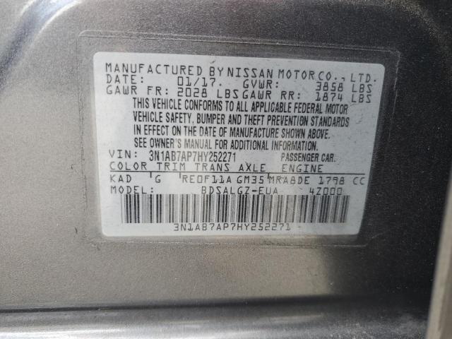 2017 Nissan Sentra S VIN: 3N1AB7AP7HY252271 Lot: 60130814