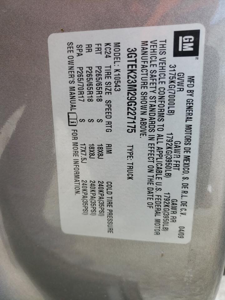 3GTEK23M29G227175 2009 GMC Sierra K1500 Sle