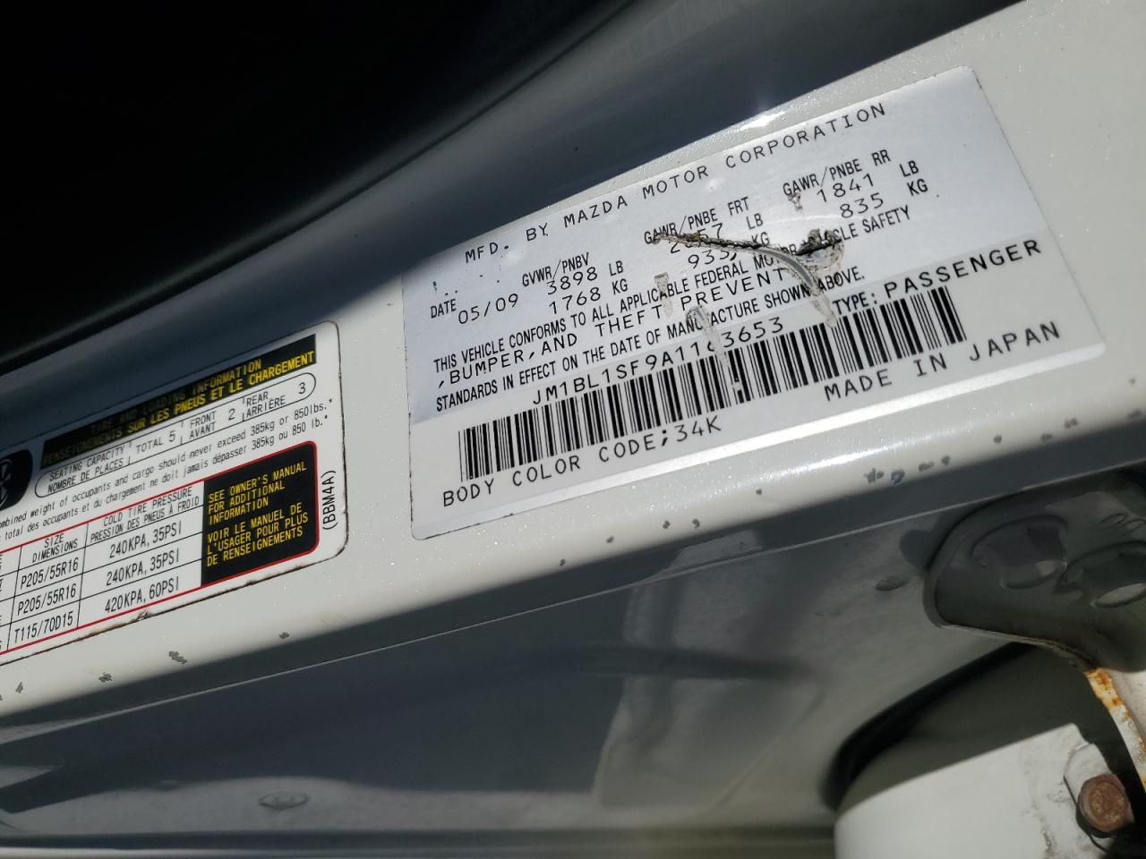 JM1BL1SF9A1163653 2010 Mazda 3 I