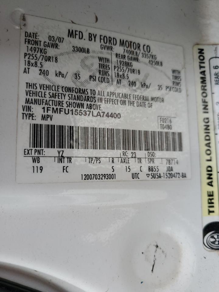 1FMFU15537LA74400 2007 Ford Expedition Xlt