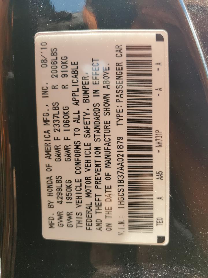 1HGCS1B37AA021879 2010 Honda Accord Lx