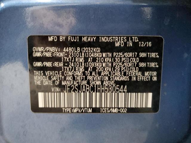 2017 Subaru Forester 2.5I VIN: JF2SJABC1HH530544 Lot: 57296774