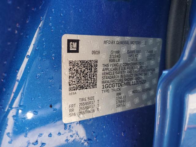 2020 Chevrolet Colorado Z71 VIN: 1GCGTDEN0L1137522 Lot: 57750514