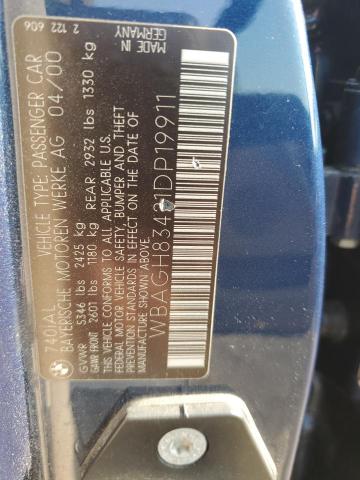 2001 BMW 740 Il VIN: WBAGH83421DP19911 Lot: 59372314