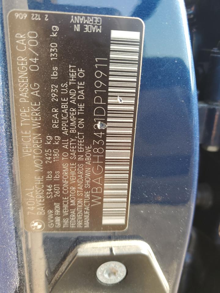 WBAGH83421DP19911 2001 BMW 740 Il