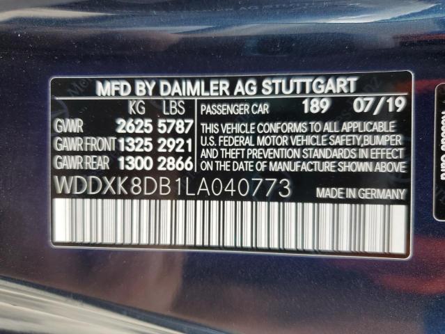 2020 Mercedes-Benz S 560 VIN: WDDXK8DB1LA040773 Lot: 59782994