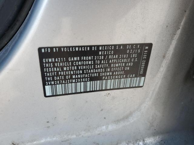 2015 VOLKSWAGEN JETTA BASE - 3VW2K7AJ2FM293602