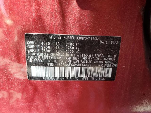 2021 Subaru Legacy Premium VIN: 4S3BWAF65M3014859 Lot: 58264144