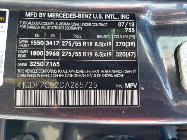 2013 Mercedes-Benz Gl 450 4Matic VIN: 4JGDF7CE2DA265725 Lot: 58843184