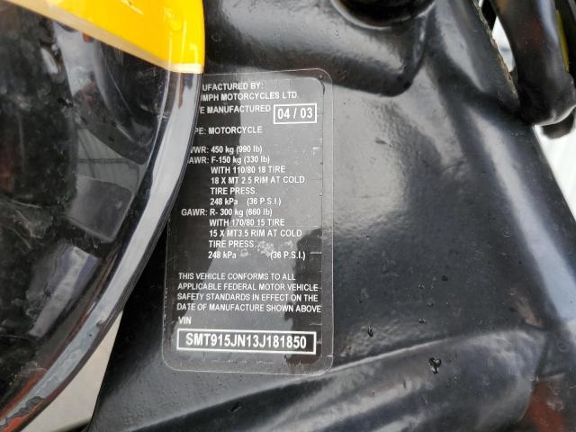 2003 TRIUMPH MOTORCYCLE SPEED MAST SMT915JN13J181850