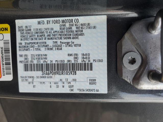 VIN 3FA6P0H90JR105928 2018 Ford Fusion, SE no.12