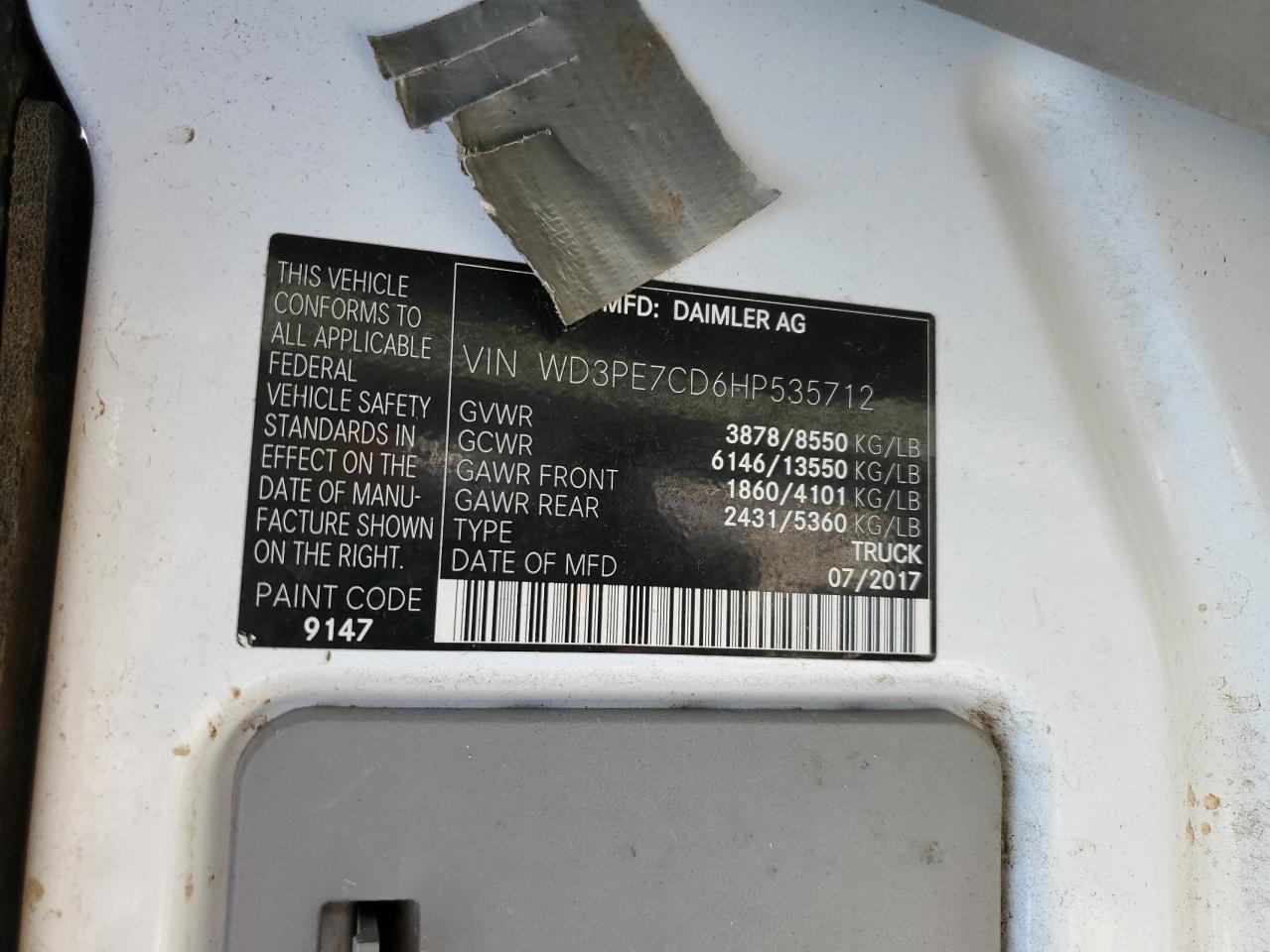 WD3PE7CD6HP535712 2017 Mercedes-Benz Sprinter 2500