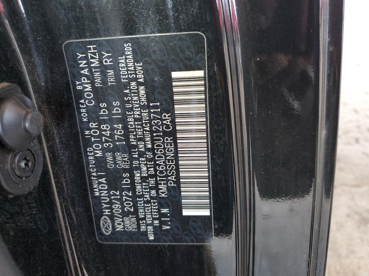 KMHTC6AD6DU123711 2013 Hyundai Veloster