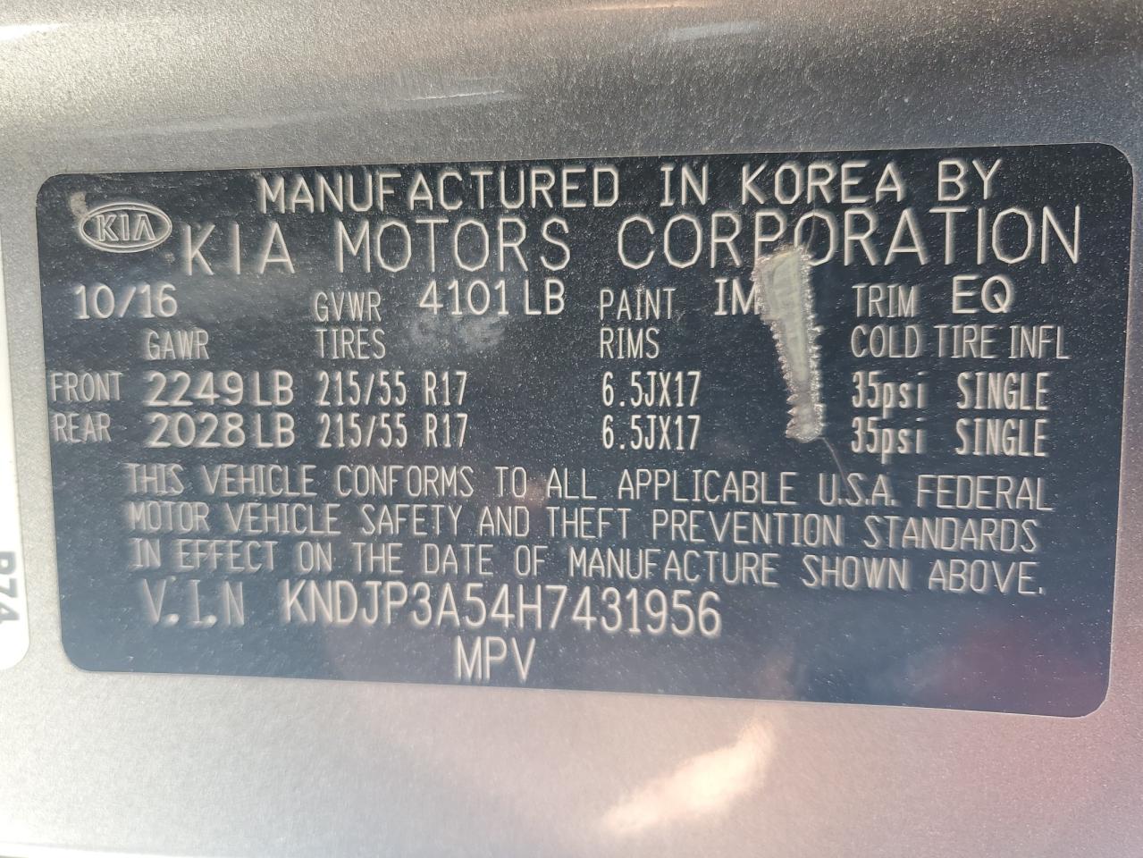 KNDJP3A54H7431956 2017 Kia Soul +