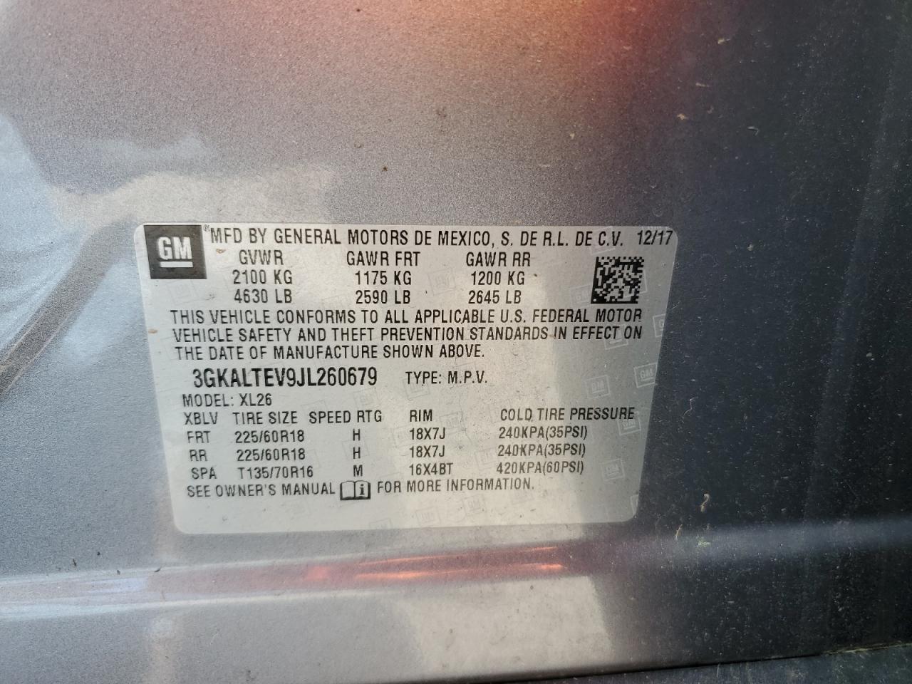 3GKALTEV9JL260679 2018 GMC Terrain Sle