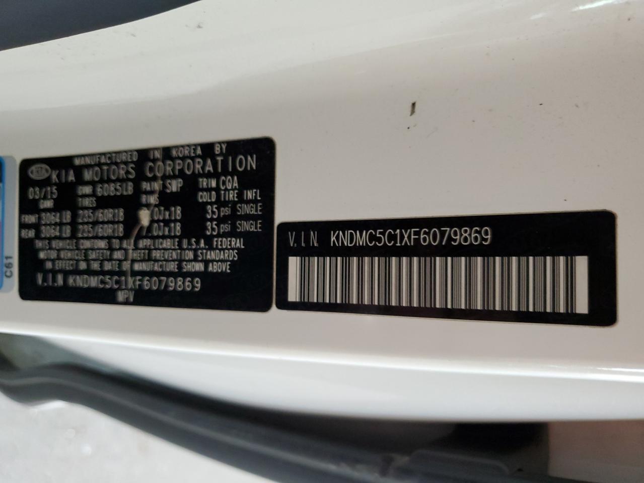 KNDMC5C1XF6079869 2015 Kia Sedona Ex