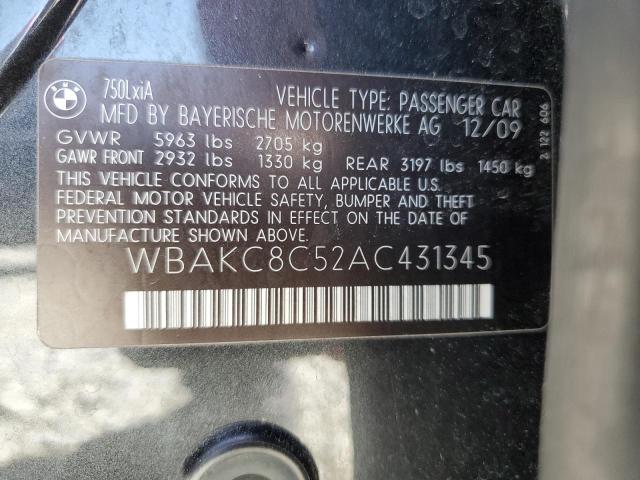 2010 BMW 750 Li xDrive VIN: WBAKC8C52AC431345 Lot: 57805004