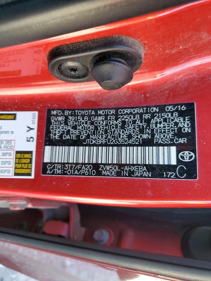 JTDKBRFU2G3524521 2016 Toyota Prius