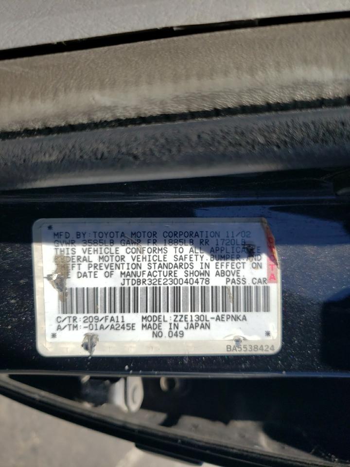 JTDBR32E230040478 2003 Toyota Corolla Ce