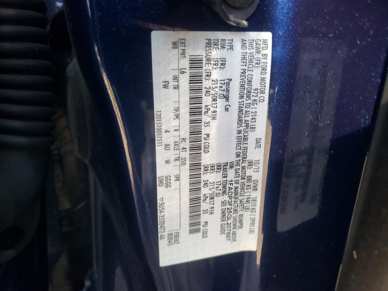 1FADP3F25GL207697 2016 Ford Focus Se