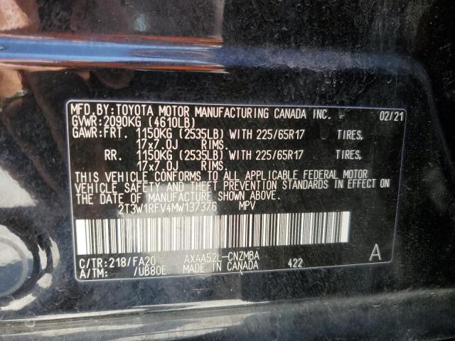 2T3W1RFV4MW137376 Toyota RAV4 XLE 13