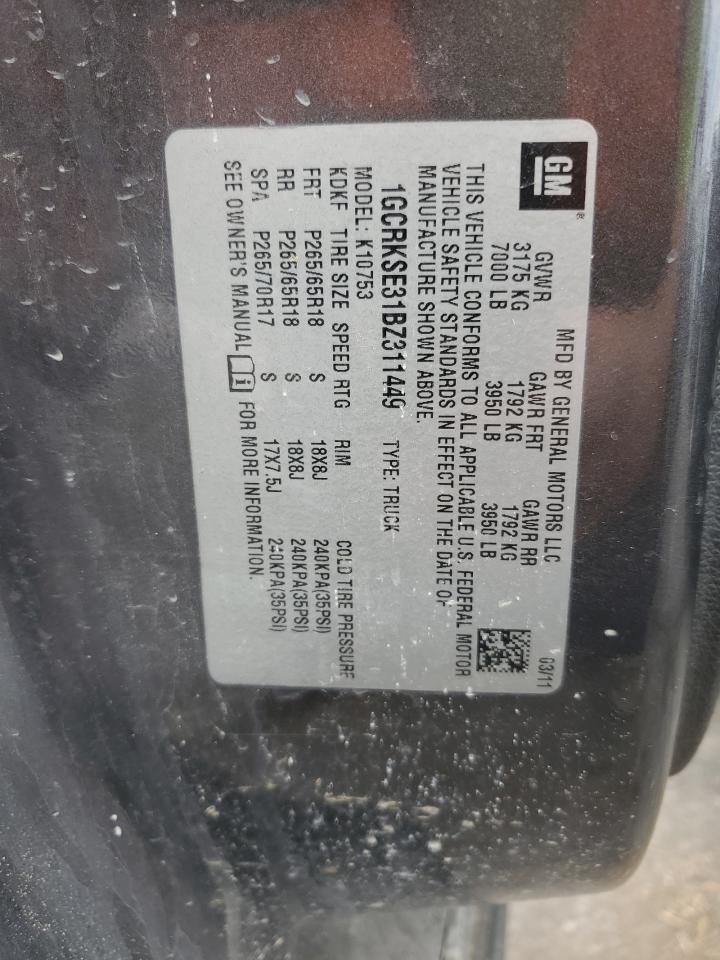 1GCRKSE31BZ311449 2011 Chevrolet Silverado K1500 Lt