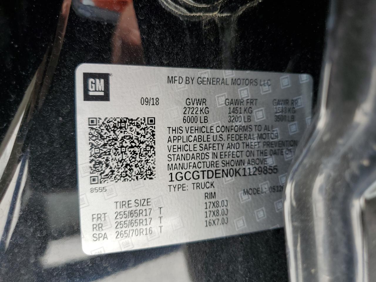 1GCGTDEN0K1129855 2019 Chevrolet Colorado Z71