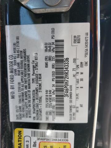 VIN 3FA6P0H72HR343336 2017 Ford Fusion, SE no.12