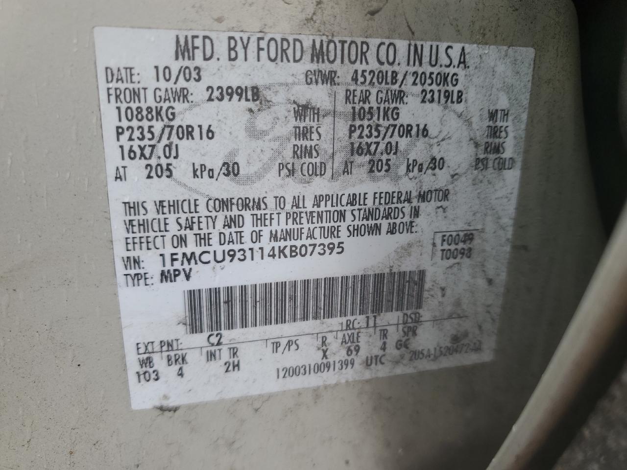 1FMCU93114KB07395 2004 Ford Escape Xlt