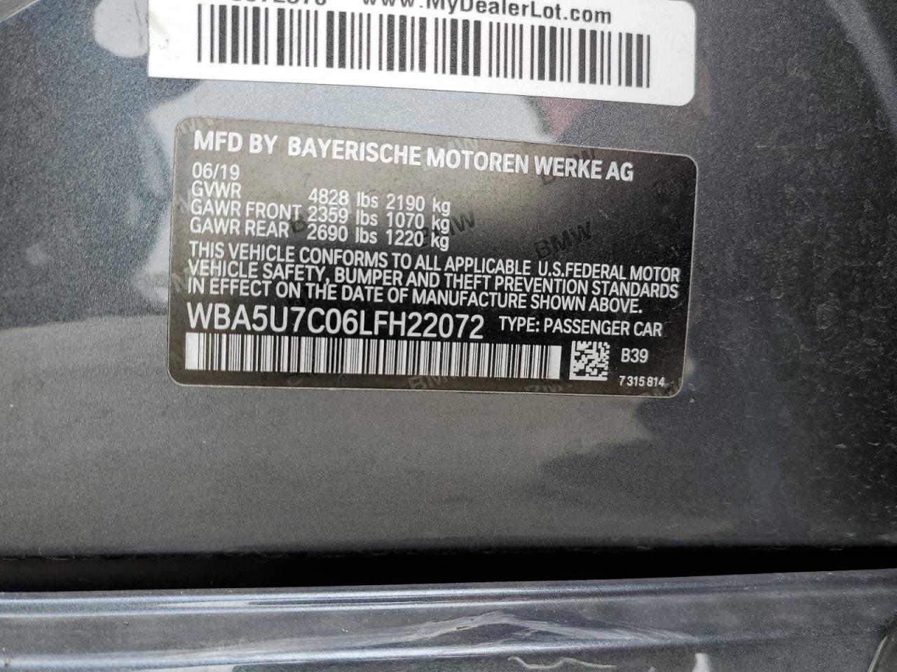 WBA5U7C06LFH22072 2020 BMW M340I