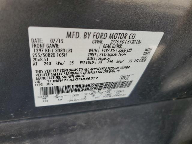 1FM5K7F83GGA56372 2016 FORD EXPLORER - Image 13