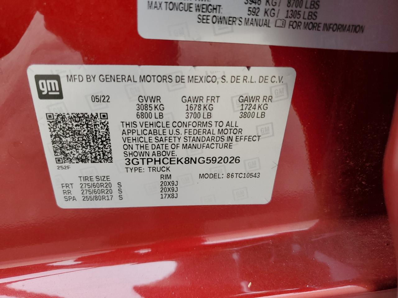 3GTPHCEK8NG592026 2022 GMC Sierra C1500 Elevation