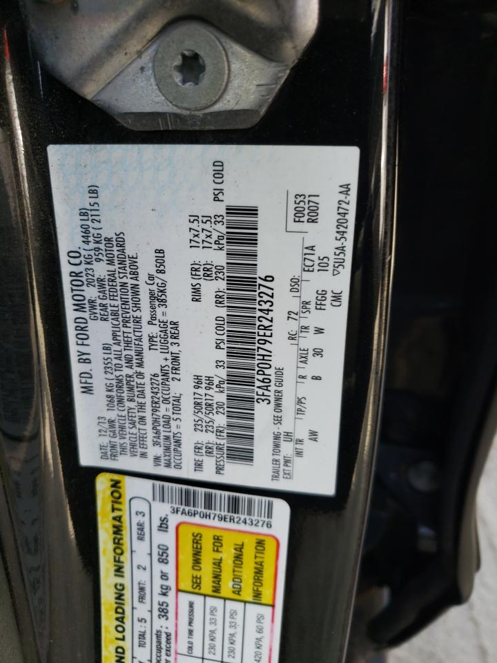 2014 Ford Fusion Se vin: 3FA6P0H79ER243276