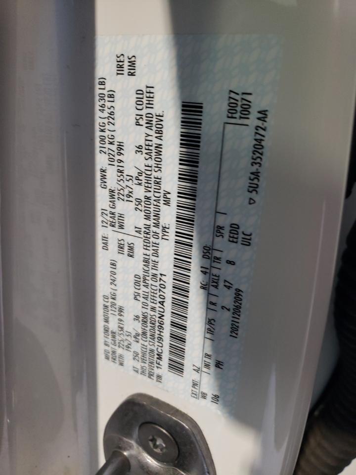 1FMCU9H96NUA07071 2022 Ford Escape Sel