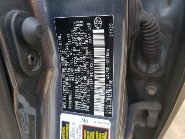 VIN 4T4BF1FK1DR280713 2013 Toyota Camry, L no.12