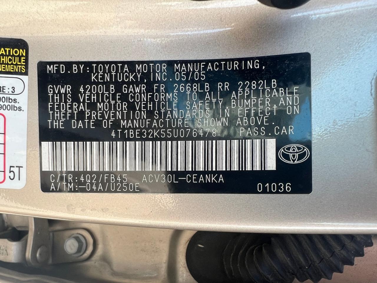 4T1BE32K55U076478 2005 Toyota Camry Le
