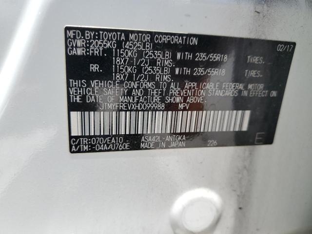 2017 Toyota Rav4 Limited VIN: JTMYFREVXHD099988 Lot: 58069954