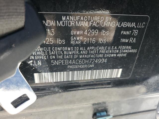 2013 Hyundai Sonata Gls VIN: 5NPEB4AC6DH724994 Lot: 61272764