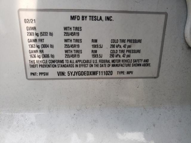 5YJYGDEDXMF111020 Tesla Model Y  12