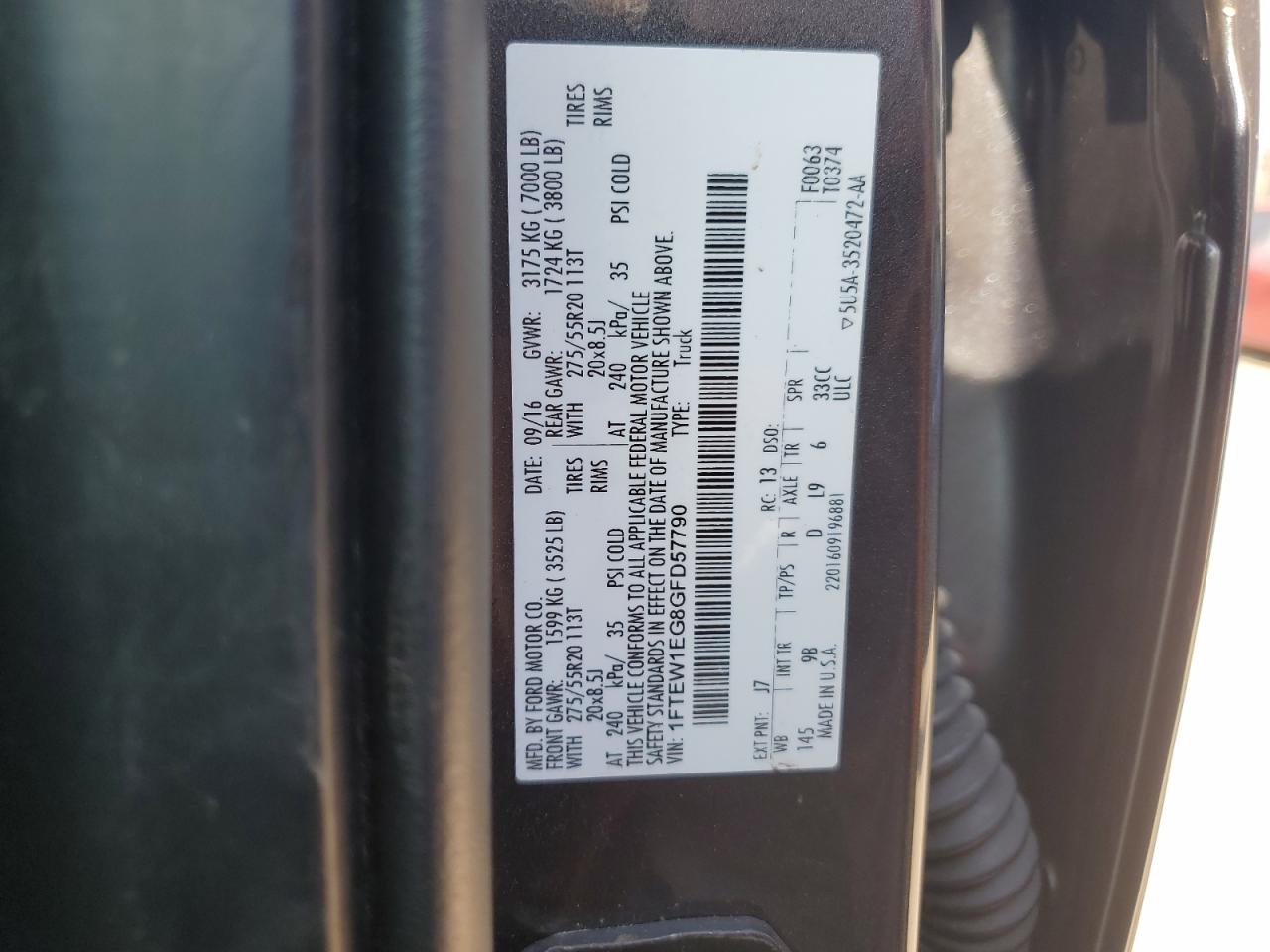 1FTEW1EG8GFD57790 FORD F-150 2016