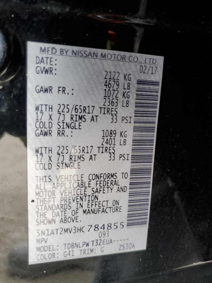 5N1AT2MV3HC784855 NISSAN ROGUE 2017