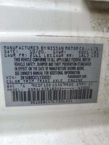 2020 Nissan Sentra Sv VIN: 3N1AB8CV7LY306551 Lot: 58644934