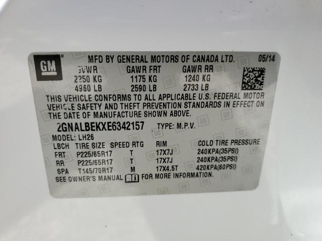 2014 Chevrolet Equinox Lt VIN: 2GNALBEKXE6342157 Lot: 57479194