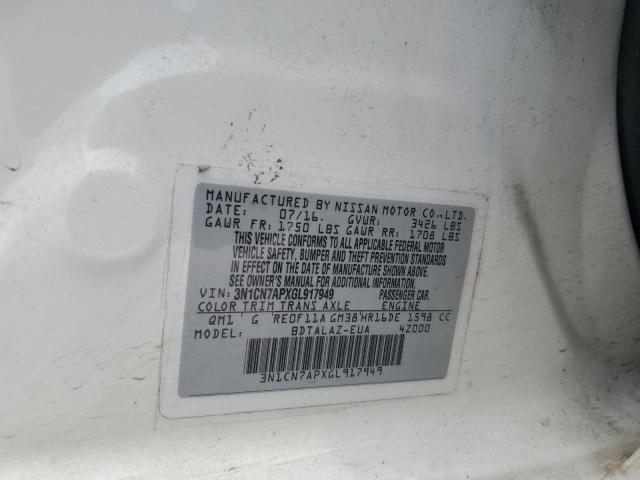 2016 Nissan Versa S VIN: 3N1CN7APXGL917949 Lot: 58563244