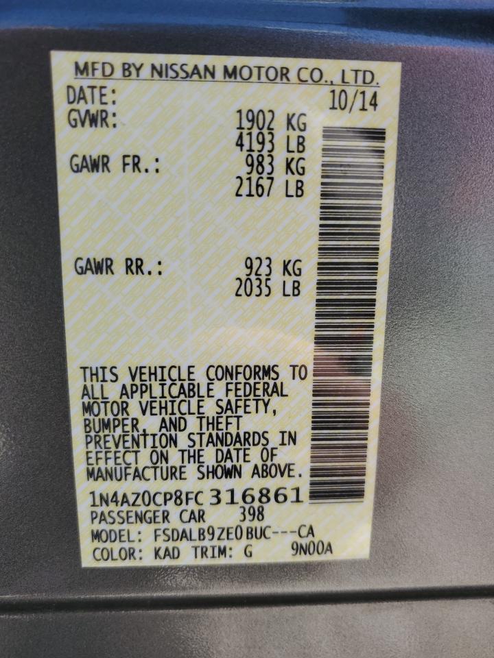 1N4AZ0CP8FC316861 2015 Nissan Leaf S