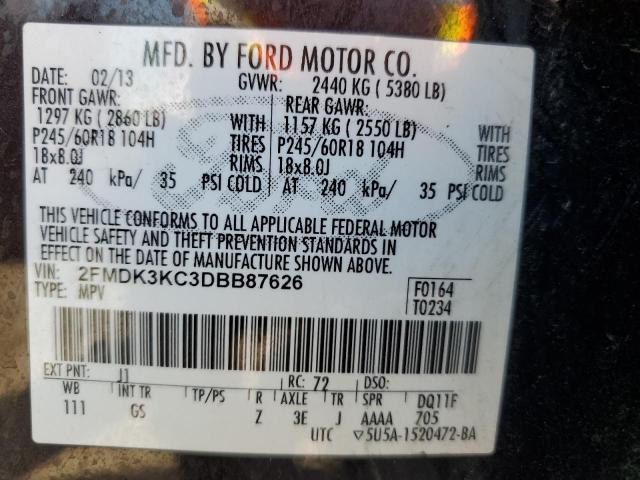 2013 Ford Edge Limited VIN: 2FMDK3KC3DBB87626 Lot: 58952494