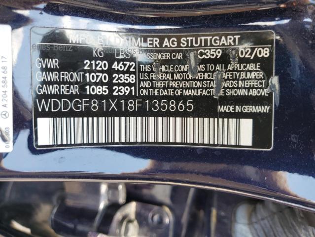 2008 Mercedes-Benz C 300 4Matic VIN: WDDGF81X18F135865 Lot: 57276934